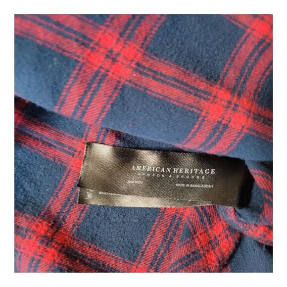 American Heritage Dawson and Brooks Slim Fit Red Plaid Flannel Shirt Men's L - Picture 7 of 12